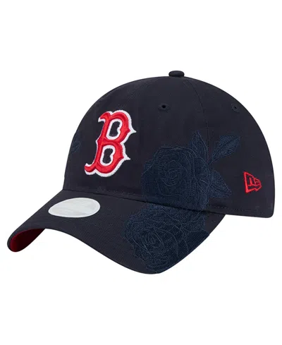 New Era Women's Navy Boston Red Sox Roses 9twenty Adjustable Hat In Blue