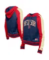 New Era Women's Navy Cleveland Guardians Cooperstown Collection Cropped Raglan Pullover Hoodie In Navy