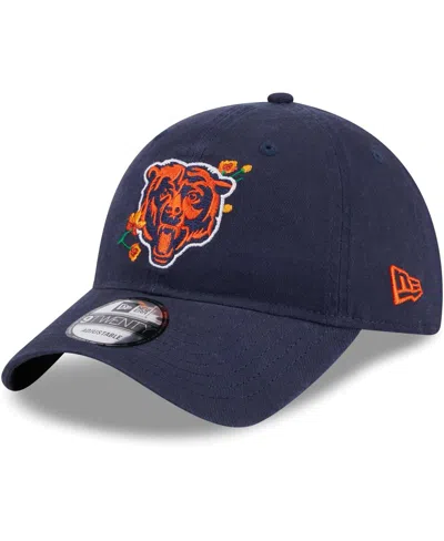 New Era Women's Navy Chicago Bears Gameday Flower 9twenty Adjustable Hat In Blue