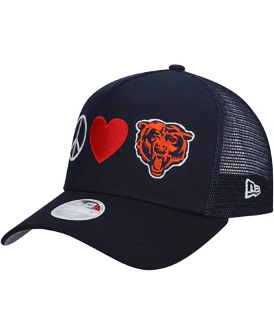 New Era Women's Navy Chicago Bears Peace Love Trucker 9forty Adjustable Hat