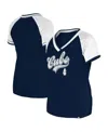 NEW ERA WOMEN'S NAVY CHICAGO CUBS GAMEDAY RAGLAN V-NECK T-SHIRT