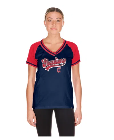 New Era Women's Navy Cleveland Guardians Gameday V-neck T-shirt In Black