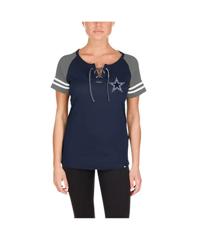 New Era Women's Navy Dallas Cowboys Lace-up Raglan T-shirt In Navy,gray