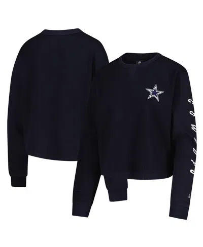 New Era Women's Navy Dallas Cowboys Thermal Cropped Long Sleeve T-shirt
