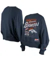 New Era Women's Navy Denver Broncos Oversized Throwback Mineral Wash Crew Neck Sweatshirt In Blue