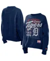 New Era Women's Navy Detroit Tigers Boxy Mineral Wash Dolmen Sleeve Sweatshirt In Blue