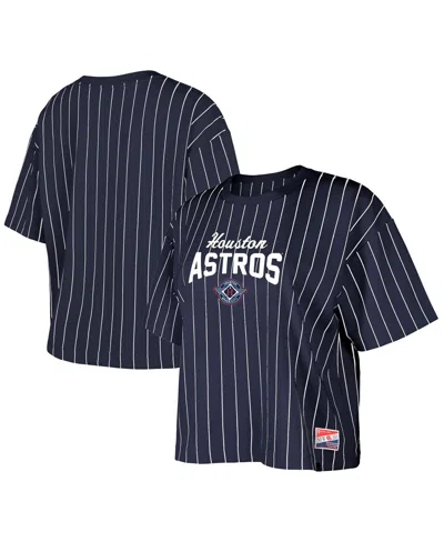 New Era Women's Navy Houston Astros 2025 City Connect Boxy Pinstripe T-shirt In Blue