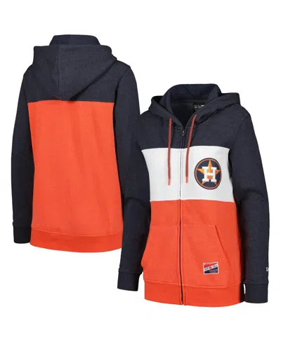 New Era Women's Navy Houston Astros Color Block Full-zip Hoodie Jacket In Blue