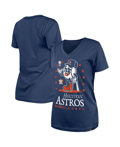 New Era Women's Navy Houston Astros Little Miss 2 V-neck T-shirt In Blue