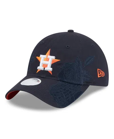 New Era Women's Navy Houston Astros Roses 9twenty Adjustable Hat In Blue