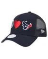New Era Women's Navy Houston Texans Peace Love Trucker 9forty Adjustable Hat In Navy