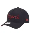 New Era Women's Navy Los Angeles Angels Metallic A-frame 9forty Adjustable Hat In Black