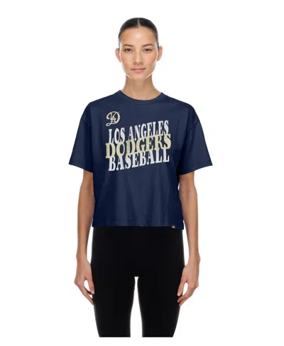 New Era Women's Navy Los Angeles Dodgers City Connect Glitter Gel Cropped T-shirt In Blue
