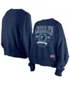New Era Women's Navy Memphis Grizzlies Hardwood Classics Enzyme Wash Oversized Boxy Pullover Sweatshirt In Navy