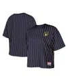 New Era Women's Navy Milwaukee Brewers Boxy Pinstripe T-shirt In Navy
