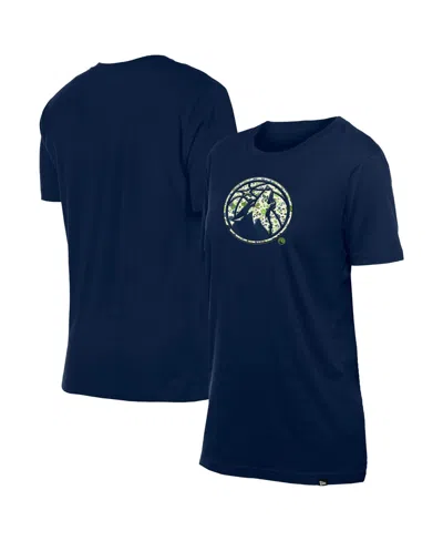 New Era Women's Navy Minnesota Timberwolves Glam Game Flower T-shirt In Blue