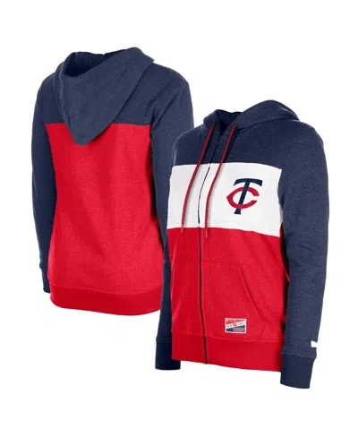 New Era Women's Navy Minnesota Twins Color Block Full-zip Hoodie Jacket