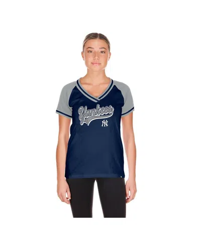 New Era Women's Navy New York Yankees Gameday V-neck T-shirt In Blue