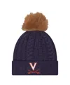 New Era Women's Navy Virginia Cavaliers Luxury Cuffed Knit Hat With Pom In Navy