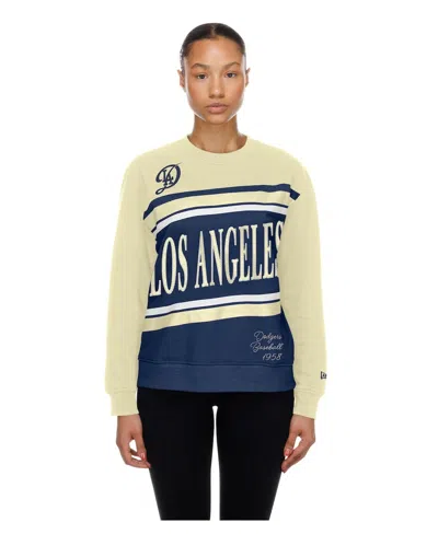 New Era Women's Navy/cream Los Angeles Dodgers City Connect Gameday Fleece Sweatshirt In Yellow
