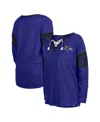 New Era Women's  Black Baltimore Ravens Lace-up Notch Neck Long Sleeve T-shirt In Purple