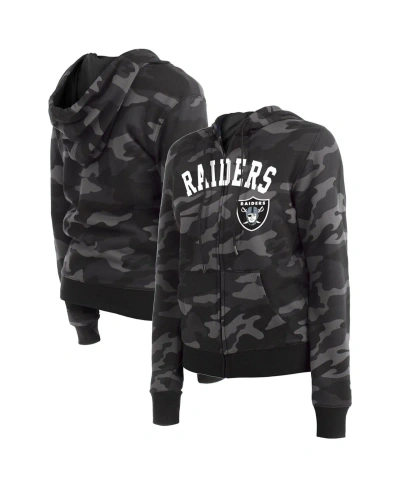 New Era Women's  Black Las Vegas Raiders Camo Full-zip Hoodie