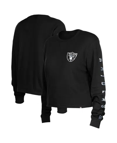 New Era Women's  Black Las Vegas Raiders Thermal Crop Long Sleeve T-shirt