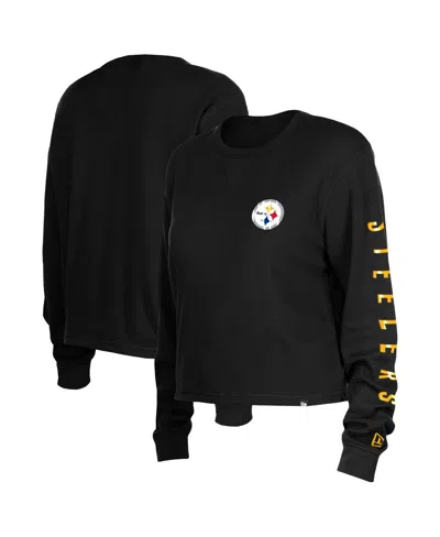 New Era Women's  Black Pittsburgh Steelers Thermal Crop Long Sleeve T-shirt