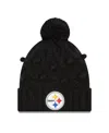 New Era Women's  Black Pittsburgh Steelers Toasty Cuffed Knit Hat With Pom In Black