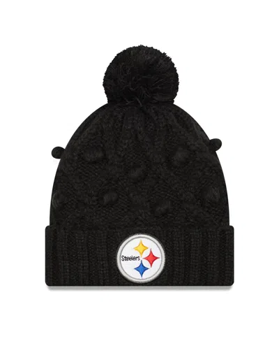 New Era Women's  Black Pittsburgh Steelers Toasty Cuffed Knit Hat With Pom