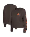 New Era Women's  Brown Cleveland Browns Thermal Crop Long Sleeve T-shirt In Brown