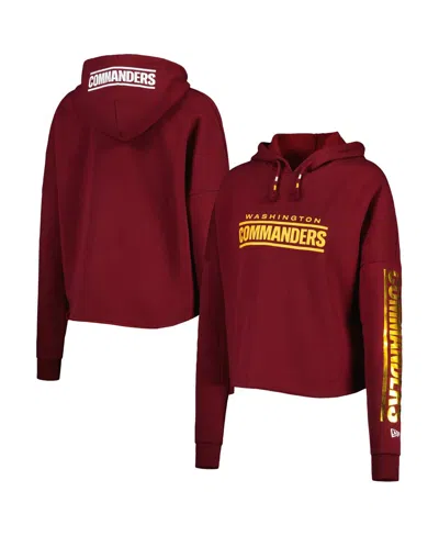 New Era Brown Cleveland Browns Foil Sleeve Pullover Hoodie In Burgundy