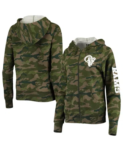 New Era Women's  Camo Los Angeles Rams Raglan Full-zip Hoodie
