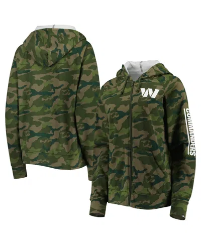 New Era Women's  Camo Washington Commanders Raglan Full-zip Hoodie