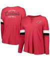 New Era Women's  Cardinal Arizona Cardinals Plus Size Athletic Varsity Lace-up V-neck Long Sleeve T-s In Cardinal