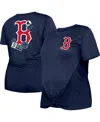 New Era Women's  Navy Boston Red Sox Plus Size Two-hit Front Knot T-shirt In Navy