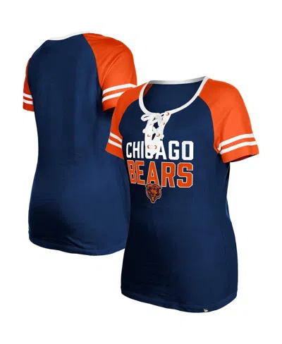 New Era Women's Navy Chicago Bears Lace-up Raglan T-shirt