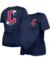 New Era Women's  Navy Cleveland Guardians Plus Size Two-hit Front Knot T-shirt In Navy