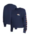 New Era Women's  Navy Denver Broncos Thermal Crop Long Sleeve T-shirt In Navy
