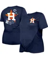 New Era Women's  Navy Houston Astros Plus Size Two-hit Front Knot T-shirt In Navy