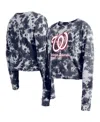 New Era Women's  Navy Washington Nationals Tie-dye Cropped Long Sleeve T-shirt In Navy