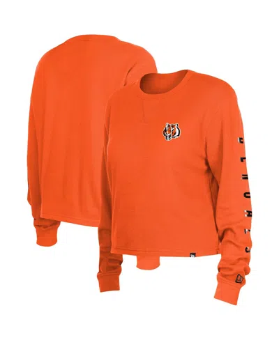 New Era Women's  Orange Cincinnati Bengals Thermal Crop Long Sleeve T-shirt