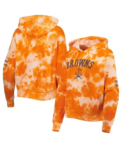 New Era Women's  Orange Cleveland Browns Cloud Dye Fleece Pullover Hoodie