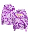 New Era Women's  Purple Los Angeles Lakers Brushed Cotton Tie-dye Pullover Hoodie In Purple