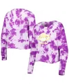 New Era Women's  Purple Los Angeles Lakers Tie Dye Cropped Long Sleeve T-shirt In Purple