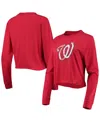 New Era Women's  Red Washington Nationals Baby Jersey Cropped Long Sleeve T-shirt In Red