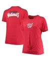 New Era Women's  Red Washington Nationals Plus Size 2-hit Front Knot T-shirt In Red