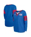 New Era Women's  Royal New York Giants Plus Size Lace-up Notch Neck Long Sleeve T-shirt In Royal