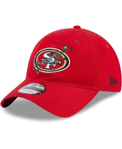 New Era Women's  Scarlet San Francisco 49ers Gameday Flower 9twenty Adjustable Hat In Red
