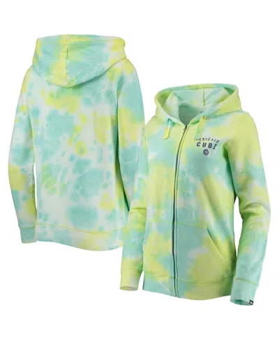 NEW ERA WOMEN'S NEW ERA WHITE CHICAGO CUBS TIE-DYE FULL-ZIP HOODIE